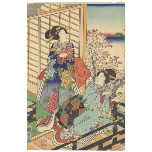 177 - Kunisada II Utagawa, Genji, Beauty, Ceremony, Japanese woodblock print, Artist: Kunisada II Utagawa ... 