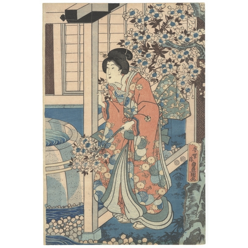 179 - Toyokuni III Utagawa, Genji, Sword, Japanese woodblock print, Artist: Toyokuni III Utagawa (1786 - 1... 