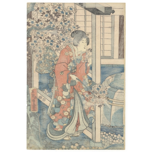 179 - Toyokuni III Utagawa, Genji, Sword, Japanese woodblock print, Artist: Toyokuni III Utagawa (1786 - 1... 