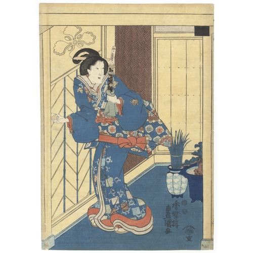 179 - Toyokuni III Utagawa, Genji, Sword, Japanese woodblock print, Artist: Toyokuni III Utagawa (1786 - 1... 