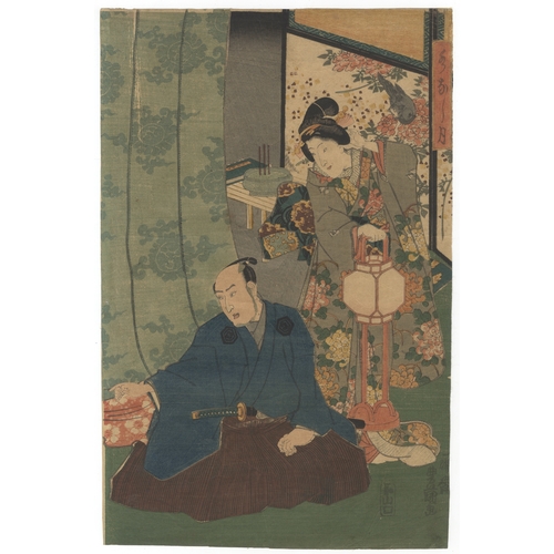 180 - Toyokuni III Utagawa, Genji, June, Japanese woodblock print, Artist: Toyokuni III Utagawa (1886 - 18... 