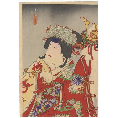 202 - Kunichika Toyohara, Kabuki, Ghost, Theare, Japanese woodblock print, Artist: Kunichika Toyohara (178... 