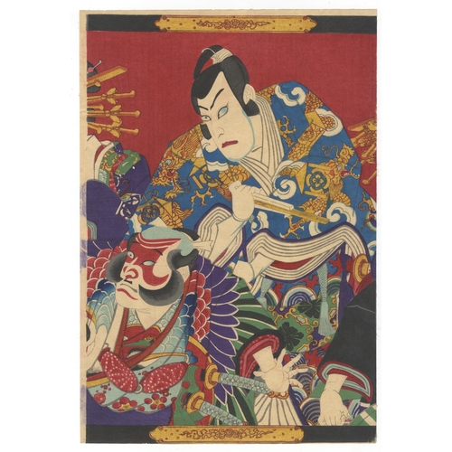 204 - Kunichika Toyohara, Kabuki, Theatre, Japanese woodblock print, Artist: Kunichika Toyohara (1835-1900... 