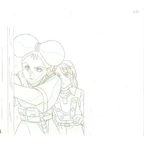 76 - Original Anime Cel with Sketch
Animation series: Turn A Gundam 
Character: Loran Cehack, Mayalito 
P... 