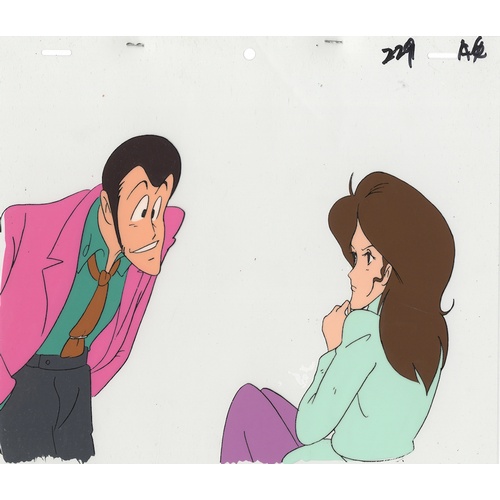 96 - Original Anime Cel with Background and 2 Sketches
Animation series: Lupin the Third (Lupin III)
Char... 