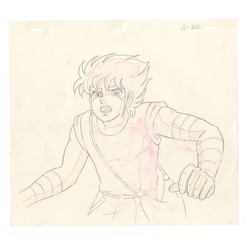 110 - Original Anime Cel with Background and Sketch
Animation series: Saint Seiya (Knights of the Zodiac, ... 