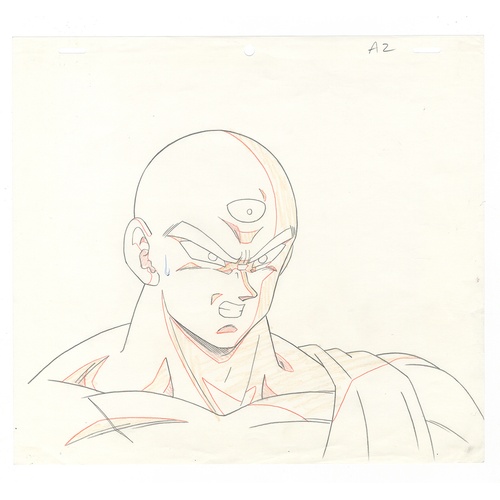 176 - Original Anime Cel with Background and Sketch
Animation series: Dragon Ball Z 
Character: Tien Shinh... 