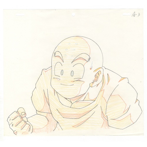 177 - Original Anime Cel with Background and Sketch
Animation series: Dragon Ball Z 
Character: Krillin (K... 