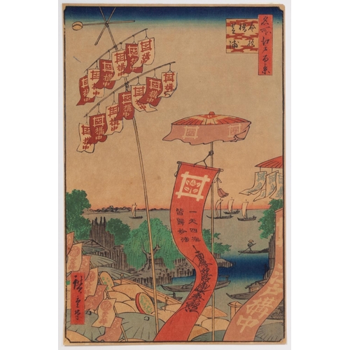 335 - Hiroshige I, Kanasugi Bridge, Japanese Woodblock Print, Artist: Hiroshige I Utagawa (1797-1858)
 Tit... 