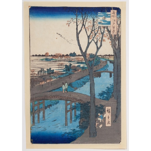 338 - Hiroshige I, Embankment, Bridge, Japanese Woodblock Print, Artist: Hiroshige I Utagawa (1797-1858)
 ... 