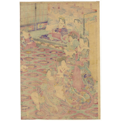 42 - Chikanobu, Beauty, College, Japanese Woodblock Print, Artist: Chikanobu Toyohara (1838-1912)
 Title:... 