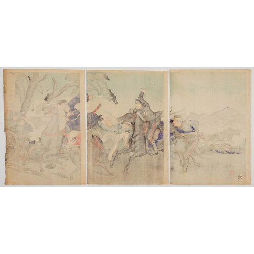 86 - Ginko Adachi, Battle of Lushunkou, Japanese Woodblock Print, Artist: Ginko Adachi (1853-1908)
 Title... 