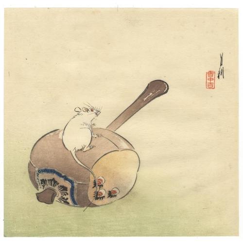 Artist: Gekko Ogata (1859-1920)
Title: Rat on Lucky Mallet
Date: c. 1890
Size: 22.9 x 23.6 cm
Ref: JG0511B19