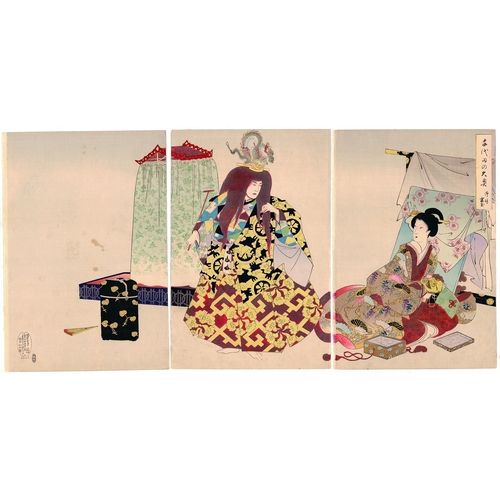 70 - Artist: Chikanobu Yoshu (1838-1912)
Title: Backstage of a Noh Theatre
Series: The Inner Palace of Ch... 