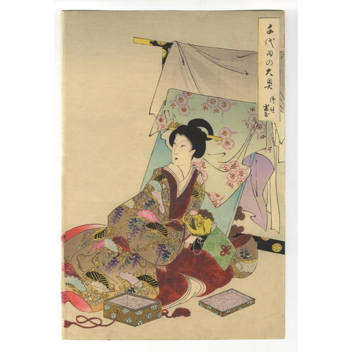 70 - Artist: Chikanobu Yoshu (1838-1912)
Title: Backstage of a Noh Theatre
Series: The Inner Palace of Ch... 