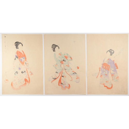 77 - Artist: Chikanobu Yoshu (1838-1912)
Title: Playing Hanetsuki
Series title: Court Ladies of the Chiyo... 