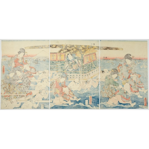 22 - Artist: Toyokuni III Utagawa (1786-1865)
<brTitle: Genji Fording the River Oi
<brPublisher: Wakasaya... 