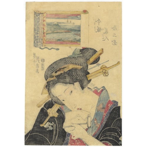 25 - Artist: Eisen Keisai (1791-1848)
Title: Flirty
Series title: Twelve Views and Beauties in Modern Sty... 