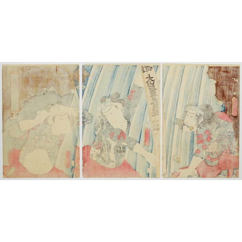 59 - Artist: Toyokuni III Utagawa (1786-1865)
Title: Actors at the Waterfall of Oyama Sekison Shrine
Publ... 