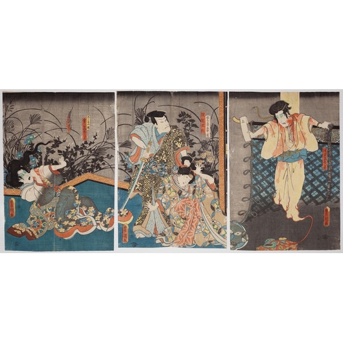 64 - Artist: Toyokuni III Utagawa (1786-1865)
Title: Kabuki Play, Higashiyama Sakura Zoshi
Publisher: Tsu... 