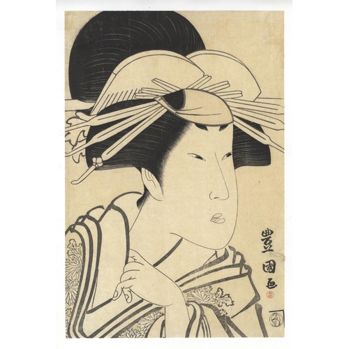 Artist: Toyokuni I Utagawa (1769 - 1825)
Title: Kabuki actor, Segawa Kikunojo
Publisher: Tsuruya Kin'suke
Date: 1791-1804
Size: 23.5 x 35.1 cm
Ref: CMSA508