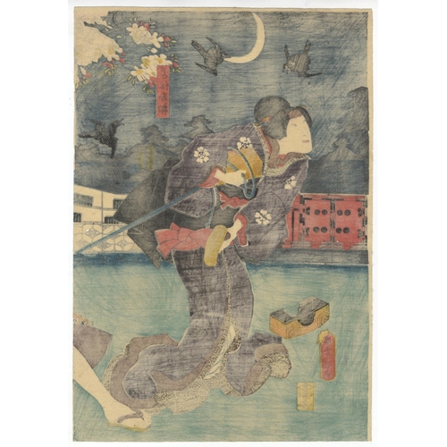 130 - Artist: Toyokuni III Utagawa (1786-1865)
Title: Kabuki Play, Kasanezuma Neya no Sayoginu
Publisher: ... 