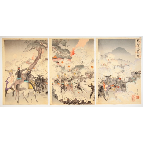 167 - Artist: Ginko Adachi (1853-1902)
Title: The Attack on Enemy at Jiuliancheng
Series title: The First ... 