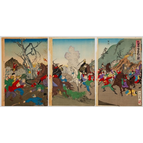 172 - Artist: Kunimasa V Utagawa (Active in Meiji) Title: Japanese Army Fighting against Chinese at Pyong-... 