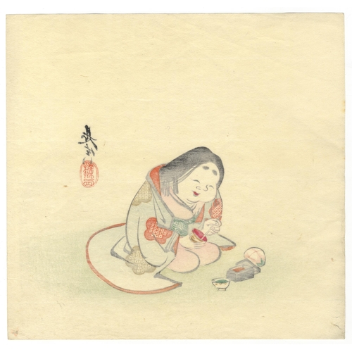 199 - Artist:Zeshin Shibata (1807-1891)
Title: Okame Preparing Make-up
Publisher: No seal
Date: c.1880s
Si... 