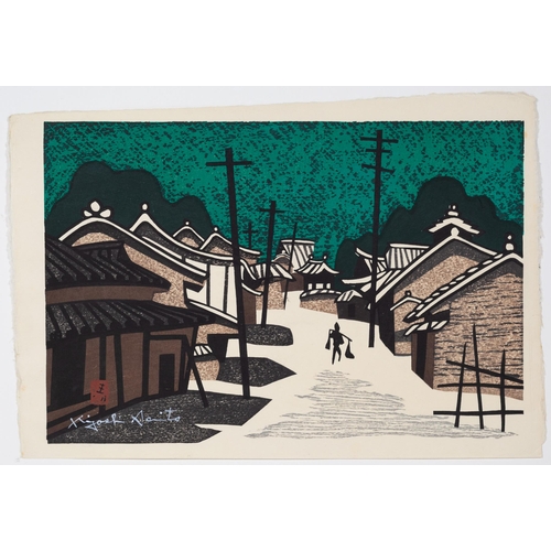 216 - Artist: Kiyoshi Saito (1907-1997)
Title: Village of Miho
Date: c. 1960
Size: 42.7 x 29.7 cm
Ref: JG0... 