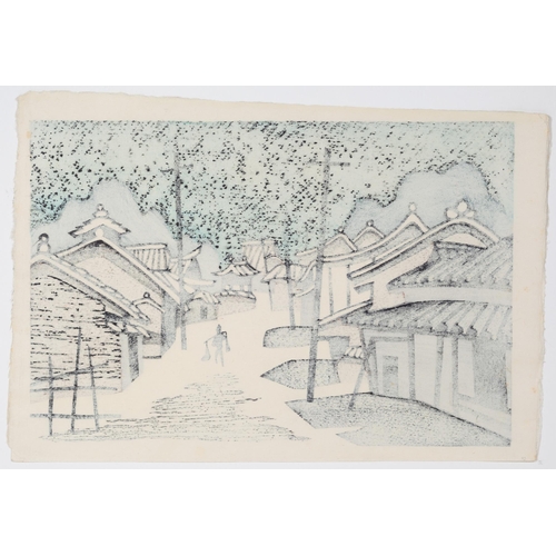 216 - Artist: Kiyoshi Saito (1907-1997)
Title: Village of Miho
Date: c. 1960
Size: 42.7 x 29.7 cm
Ref: JG0... 