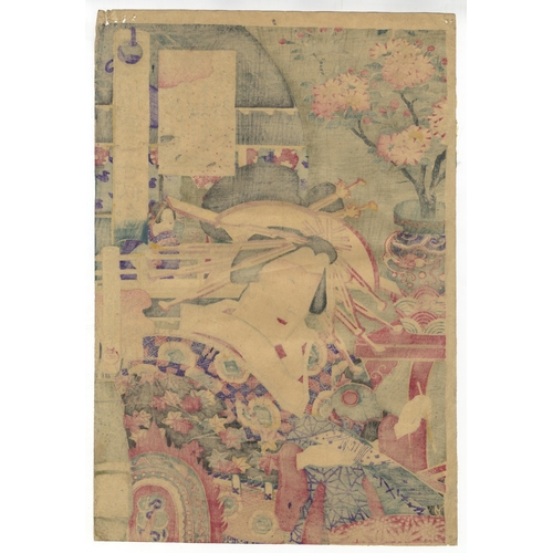 289 - Set of 2 prints:
Artist: Kunichika Toyohara (1835-1900)
Title: 14. The Wife of Tokugawa Iemochi
Seri... 