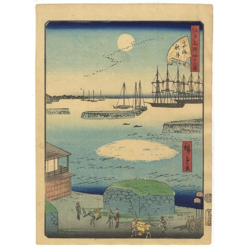 297 - Set of 2 prints:
Artist: Hiroshige II Utagawa (1826-1869)
Title: Autumn Moon at Takanawa
Series: For... 