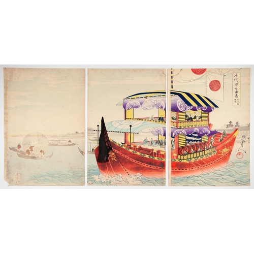 52 - Artist: Chikanobu Yoshu (1838-1912)Title: Tour by boat, Okawa RiverSerires title: The Outer Palace... 