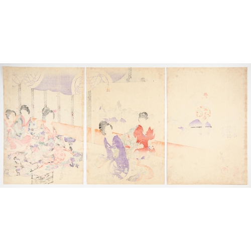 58 - Artist: Chikanobu Yoshu (1838-1912)Title: Noble Ladies' Attendance at the Kanda FestivalSeries: Co... 