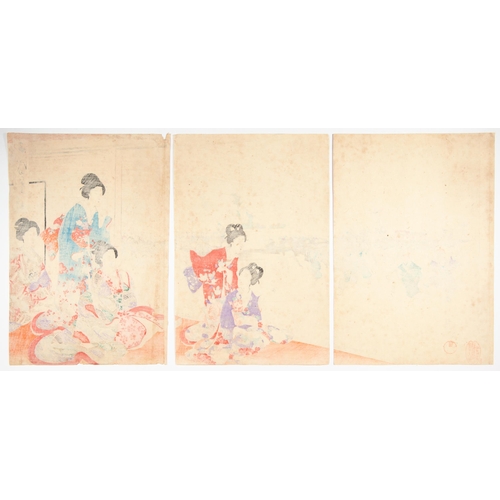 59 - Artist: Chikanbu Yoshu (1838-1912)Title: Kagamimochi-biki FestivalSeries title: Court Ladies of th... 