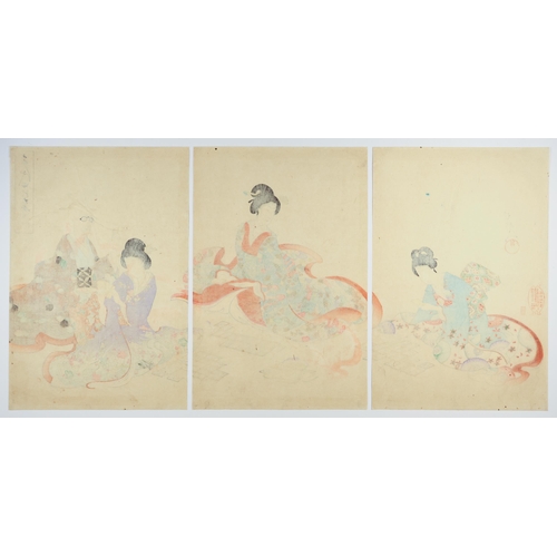 61 - Artist: Chikanobu Yoshu (1838-1912)
Title: Playing Karuta Cards
Series: Court Ladies of the Chiyoda ... 