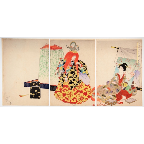 64 - Artist: Chikanobu Yoshu (1838-1912)
Title: Backstage of the Noh Performer
Series: Court Ladies of th... 