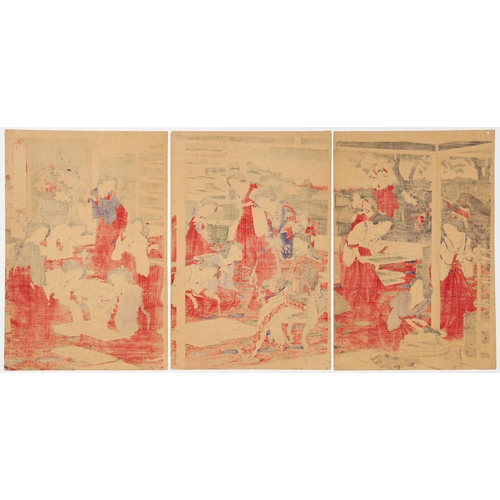 68 - Artist: No signature
Title: Imperial Japan, Making Silk
Publisher: Takekawa Seikichi
Date: c.1880s
S... 