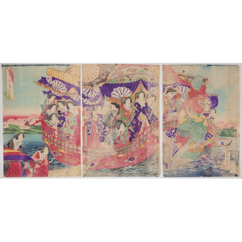 70 - Artist: Chikanobu Yoshu (1838-1912)
Title: Court Ladies in Spring Style
Publisher: Yamamura Kinzabur... 