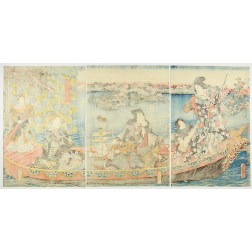 93 - Artist: Toyokuni III Utagawa (1786-1865)
Title: Genji Enjoying Punting in Spring
Publisher: Tsutaya ... 