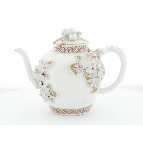 Title: Arita Teapot
Date: Early 18th Century
Dimensions: 14.8 x 12.7 x 16 (including handle) cm
Condition: Gilt loss. Some areas cracked. Loss of some encrusted areas.
Ref: Arita-5