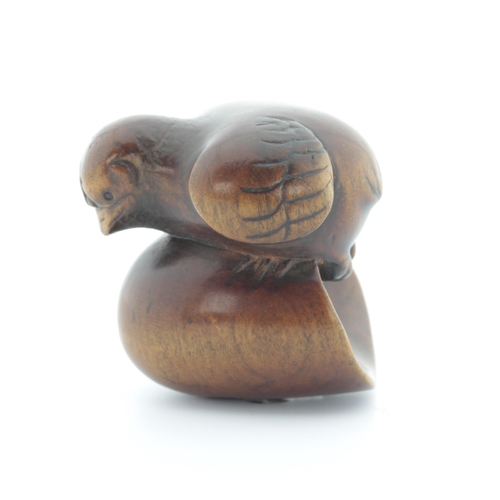 19 - Artist: Ranko (__)
Title: Hatching Bird
Date: 19th century
Size: 3.2 x 3.2 x 2.4 cm
Condition: Light... 