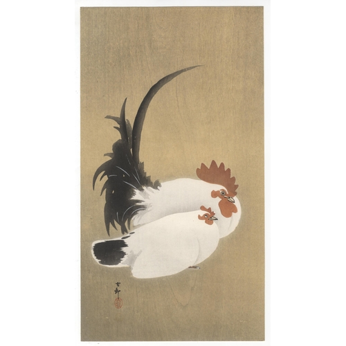 214 - Artist: Koson Ohara (1877-1945)
Title: Rooster and Hen
Publisher: Daikokuya
Date: c.1890-1900s
Size:... 