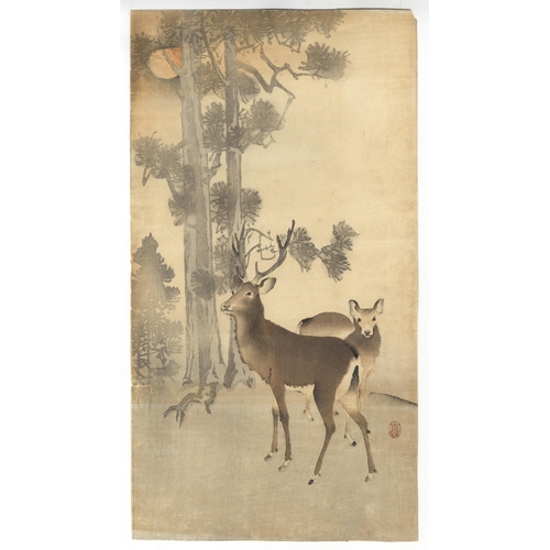 217 - Artist: Koson Ohara (1877-1845)
Title: A Pair of Deer
Publisher: Daikokuya
Date: c.1900s-1910s
Size:... 