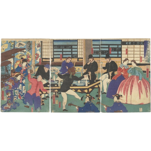 286 - Artist: Yoshitora Utagawa (a.c.1830-1880)
Title: Entertaining Foreigners
Publisher: Izumiya Ichibei
... 