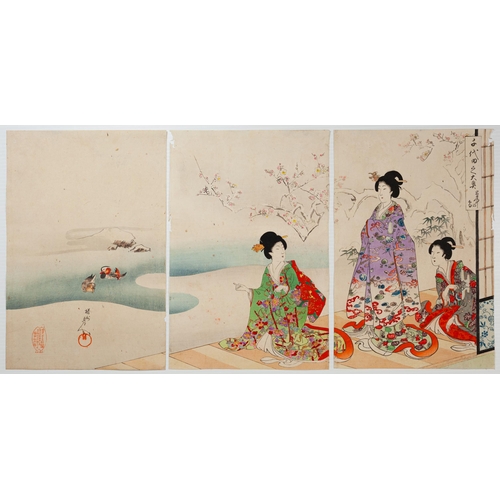 61 - Artist: Chikanobu Yoshu (1838-1912)
Title: Snow Garden in Early Spring
Series title: The Inner Palac... 