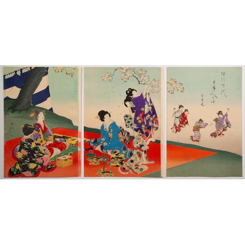 65 - Artist: Chikanobu Yoshu (1838-1912)
Title: Cherry Blossom Viewing
Series title: Ladies of the Tokuga... 