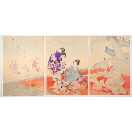 65 - Artist: Chikanobu Yoshu (1838-1912)
Title: Cherry Blossom Viewing
Series title: Ladies of the Tokuga... 