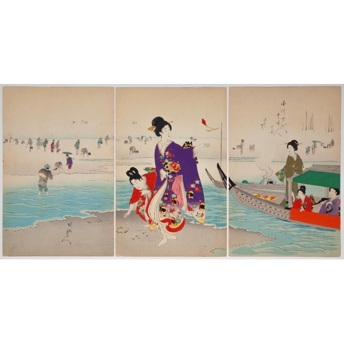 66 - Artist: Chikanobu Yoshu (1838-1912)
Title: Clam Digging
Series title: Noble Ladies in the Tokugawa E... 